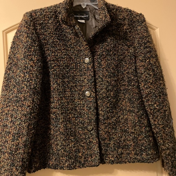 Requirements Woman 12 Jacket. Brown multi-color. Boucle fabric. Lined - Picture 1 of 10